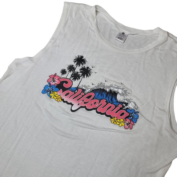 cozy rozy california crop muscle sleeveless tank top white pink size large - Picture 3 of 4